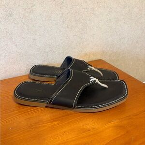 Kino Women’s Black Leather Sandals Flip Flops Made In Key West Florida Size 12